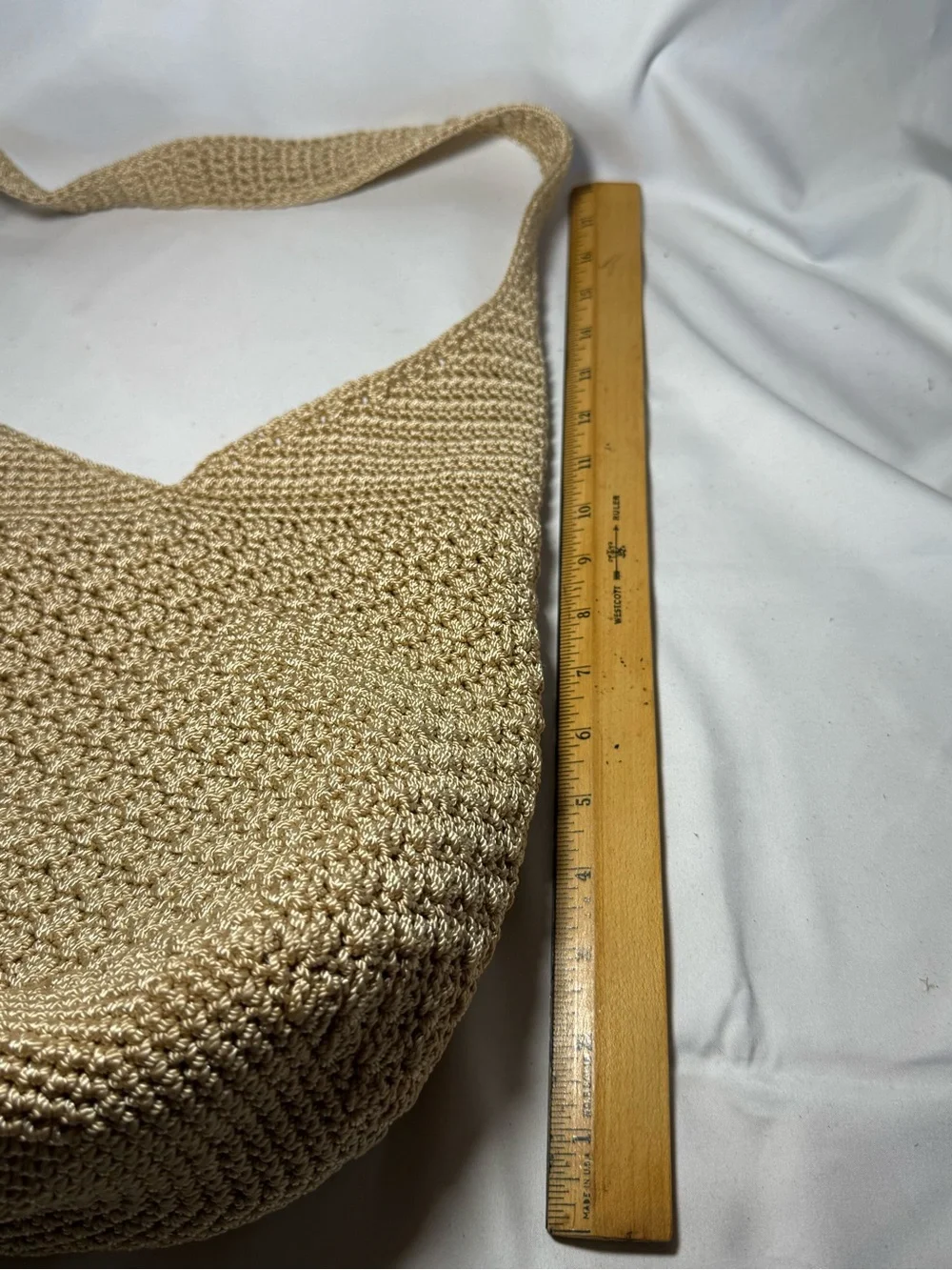 The Sak Beige Crochet Hobo Shoulder Bag with Matching Pouch